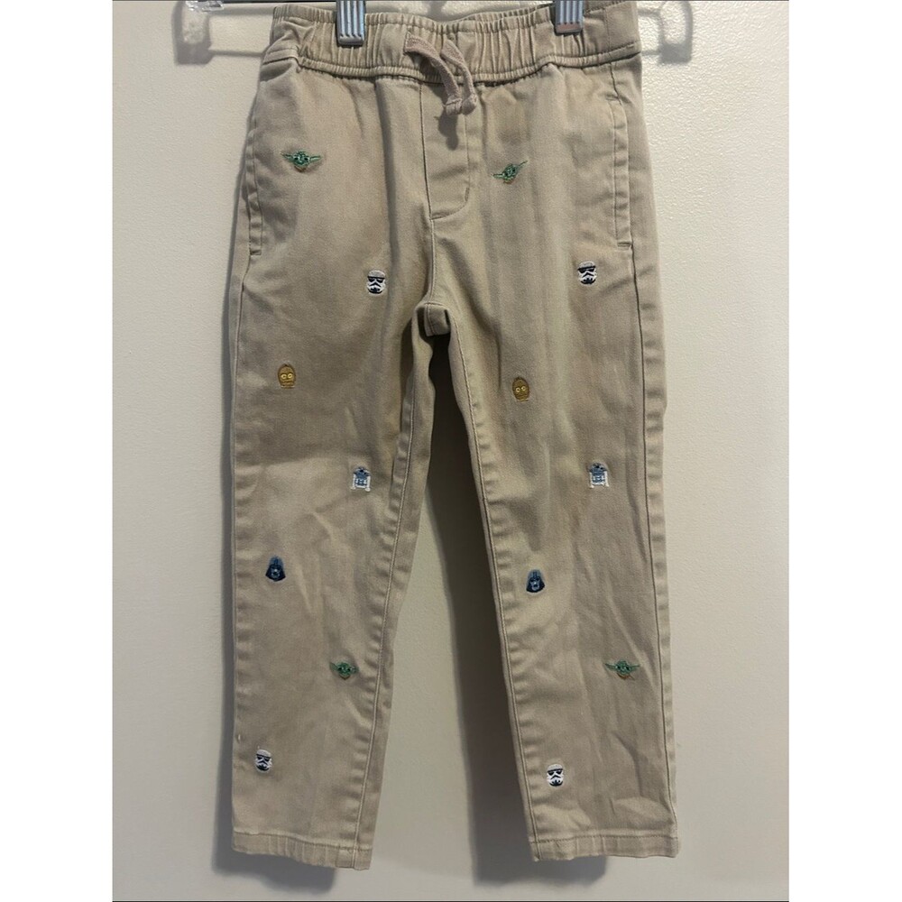 Janie and Jack x Star Wars Boys Khaki Pants Size 4 Embroidered Chino Drawstring